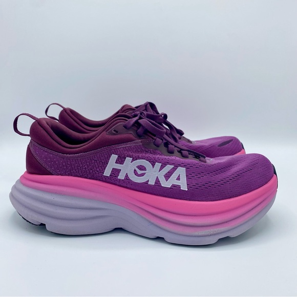 HOKA Beautyberry Grape Wine Bondi 8 Running Shoe Sneaker Size 8 - Picture 9 of 12